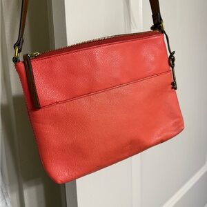Coral Fossil Leather Crossbody Bag